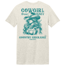 Cowgirl Fancy - Oatmeal - Blue Print - Softstyle Cowgirl Fancy - Oatmeal - Blue Print - Softstyle
